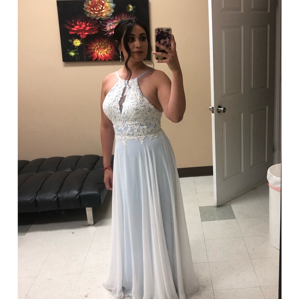 Light blue gown